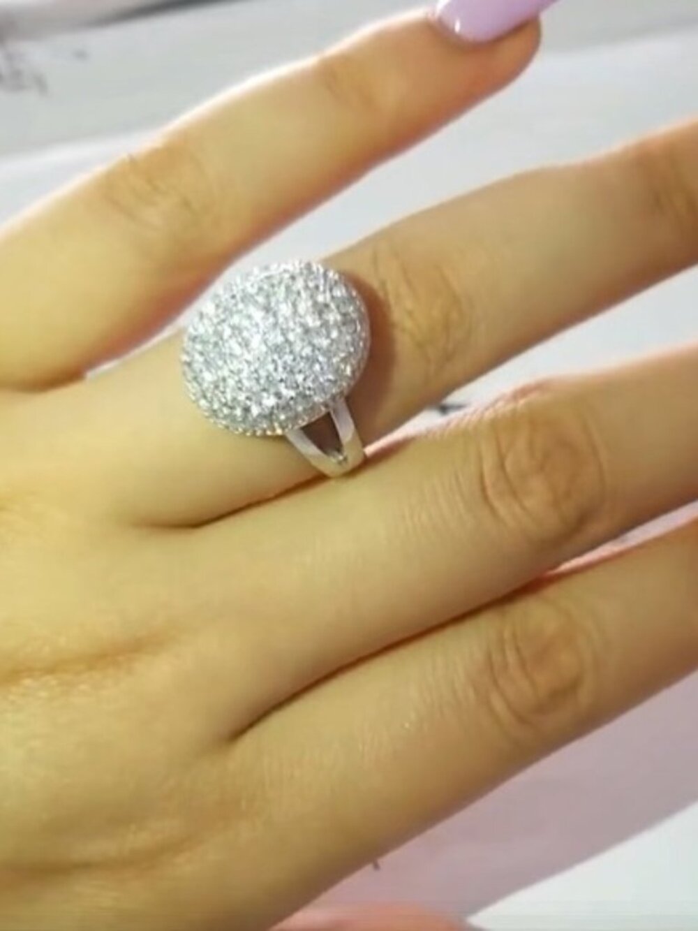 925 Silver Bella Twilight Pave Diamond Oval Ring